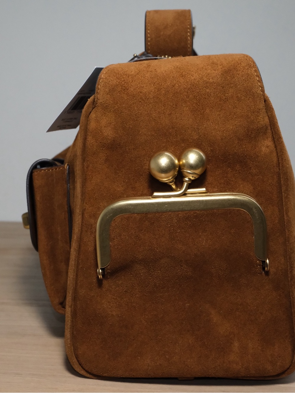 Coach Chestnut Brown Suede Turnlock Haversack Bag - Picture 5 of 16
